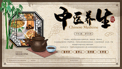 中国风中医养生展板