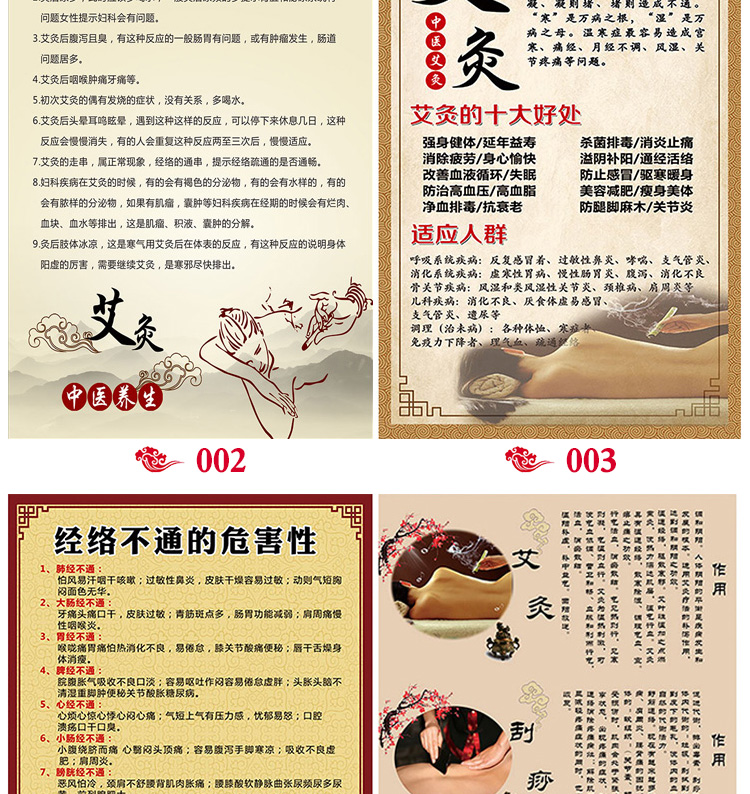 。中医挂图养生馆装饰画泥灸汗蒸刮痧宣传图片理疗店海报广告墙贴